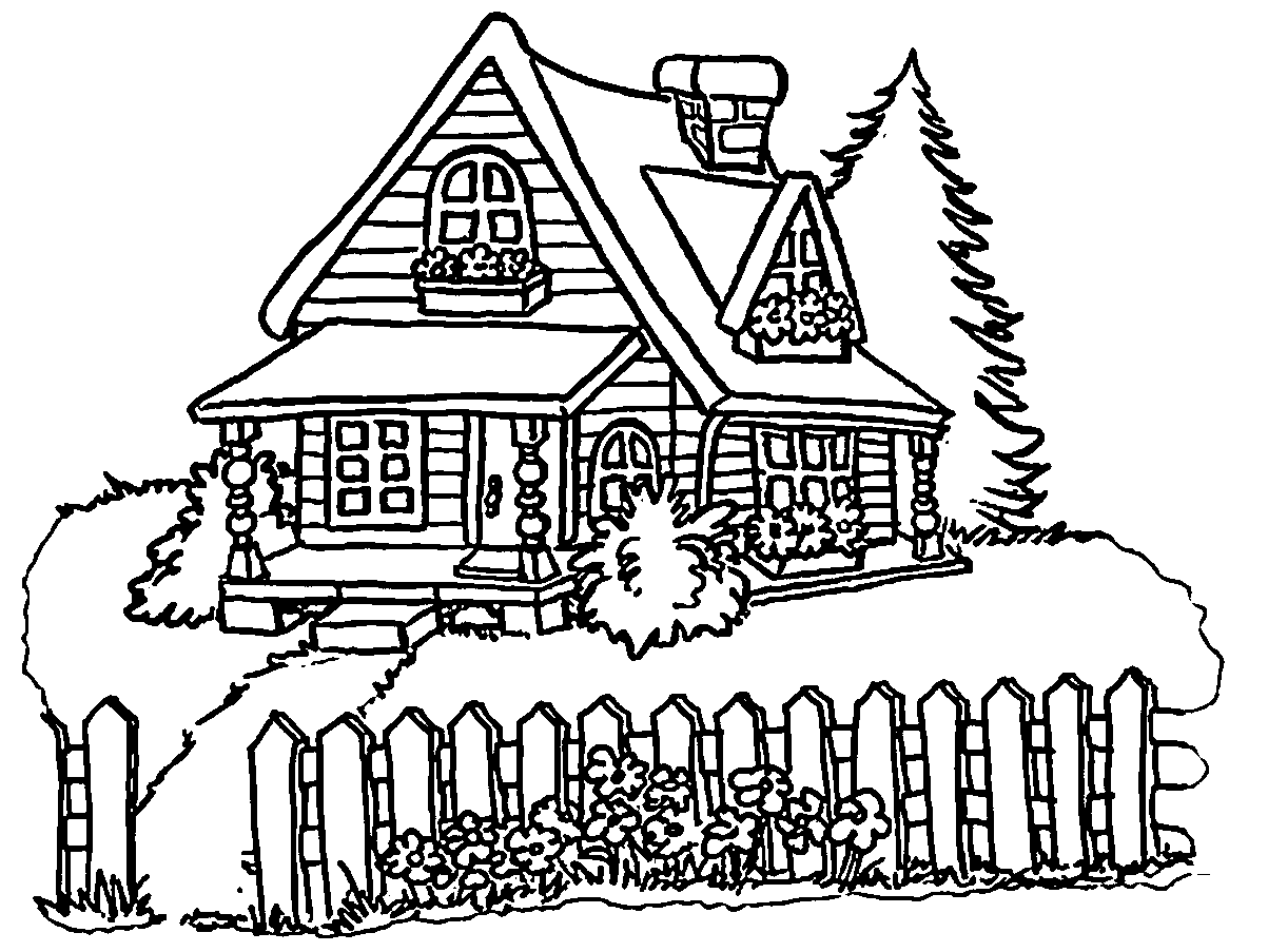 Cool Cartoon House 7 Coloring Page