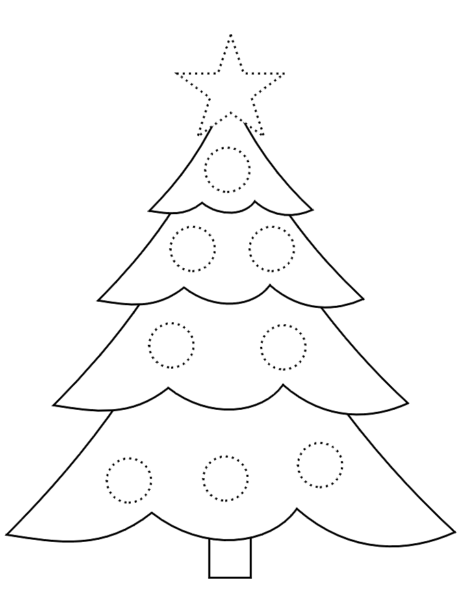 Christmas Tree Stencil 2 For Kids Coloring Page