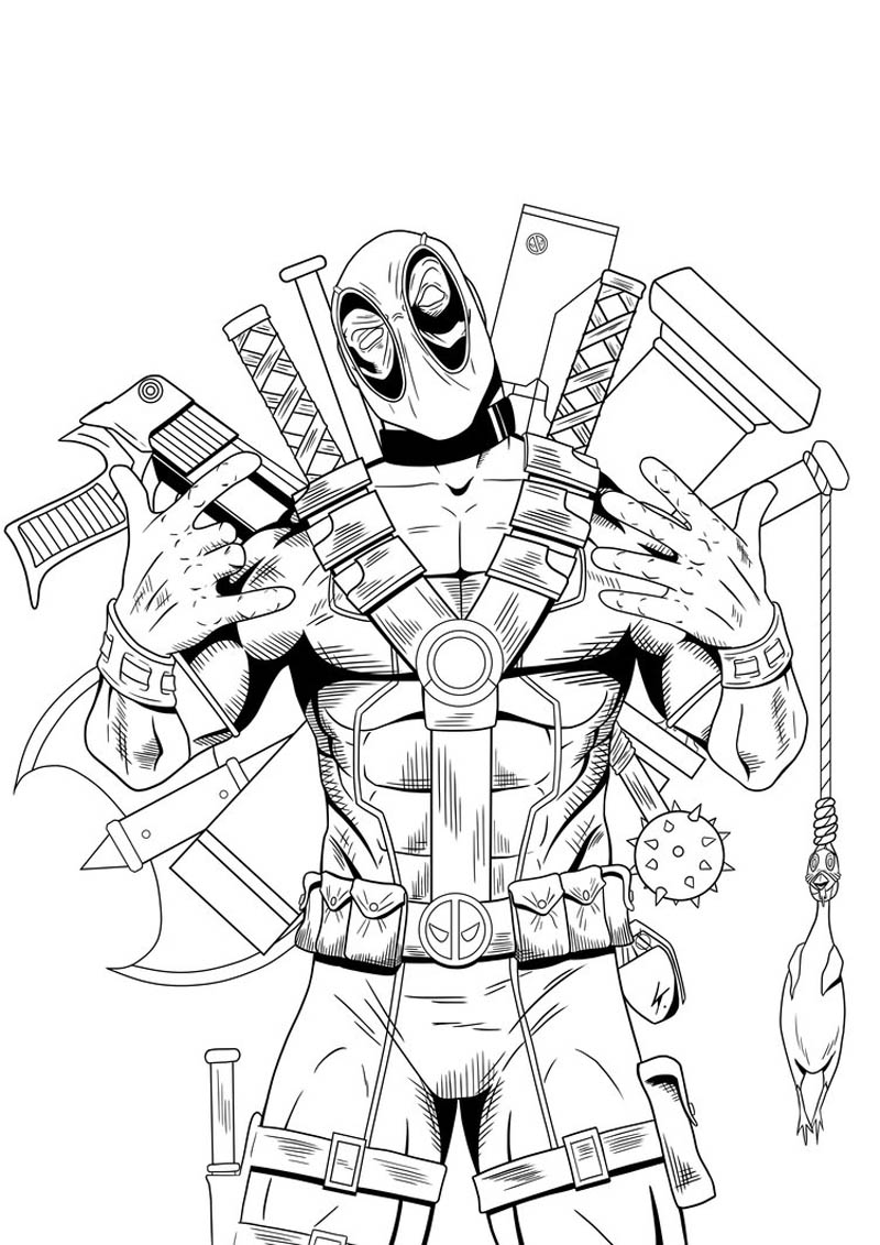 Deadpool 10 For Kids Coloring Page