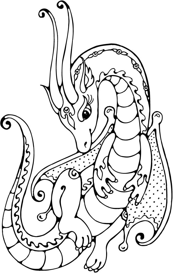 Cool Detailed Dragon 1 Coloring Page