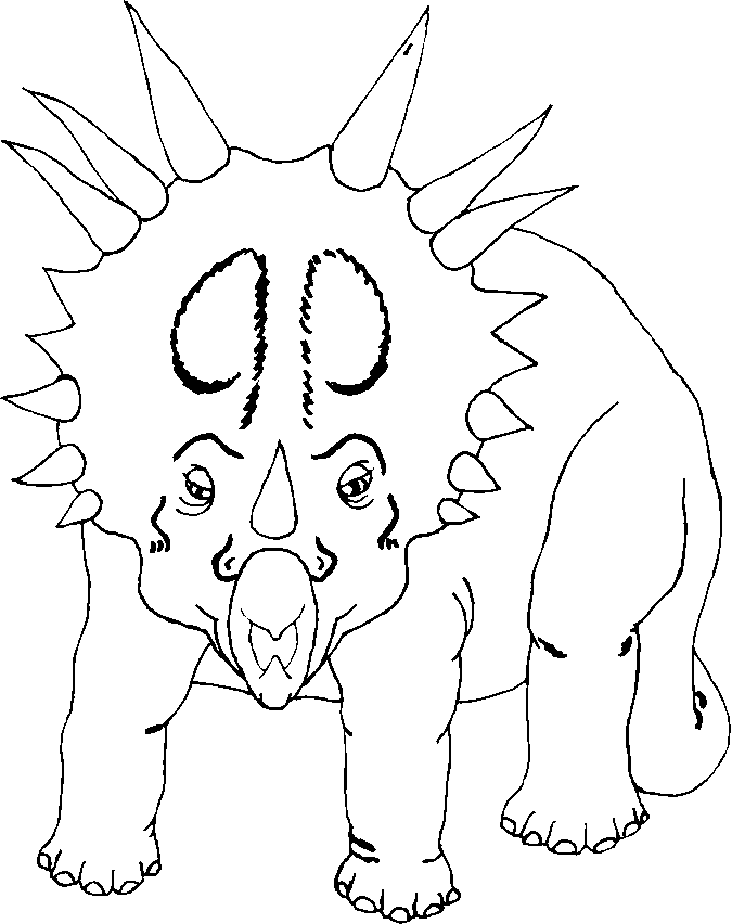 Dinosaur With Thorny Head For Kids Coloring Page