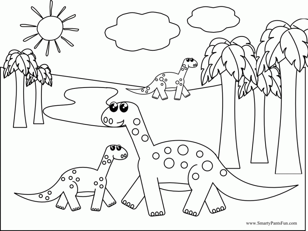 Dinosaur In The Sun For Kids Coloring Page