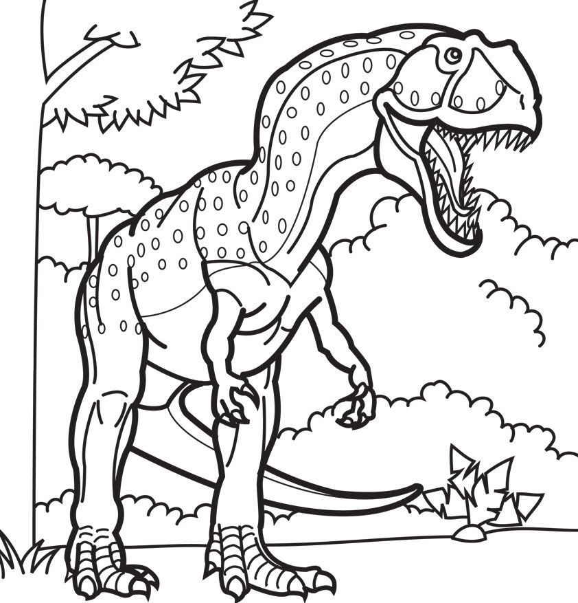 Dinosaur With Large Mouth Cool Coloring Page