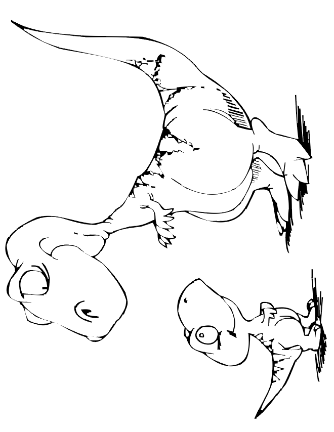 Cool Two Brothers Dinosaurs Coloring Page