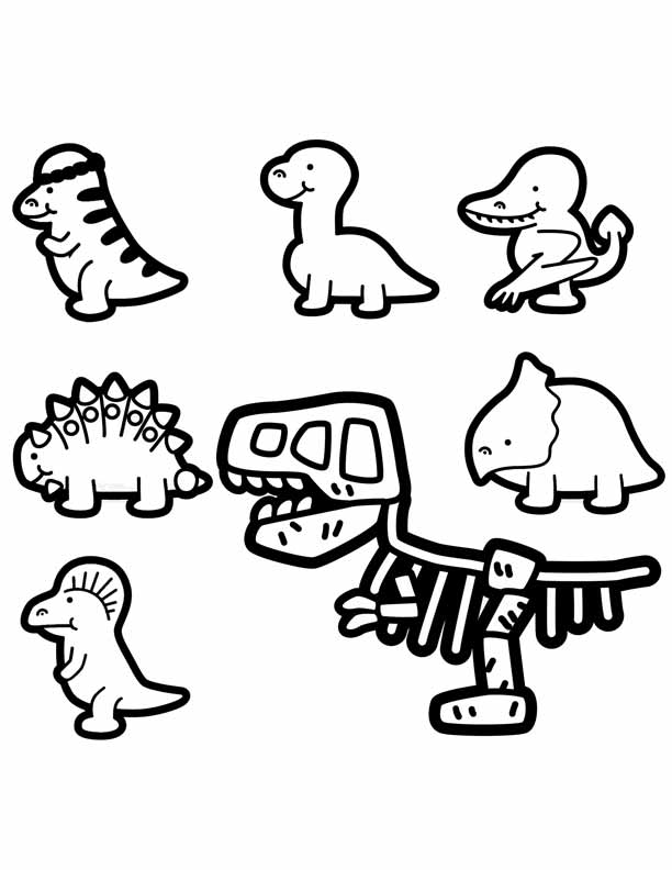 Many Dinosaurs Cool Coloring Page