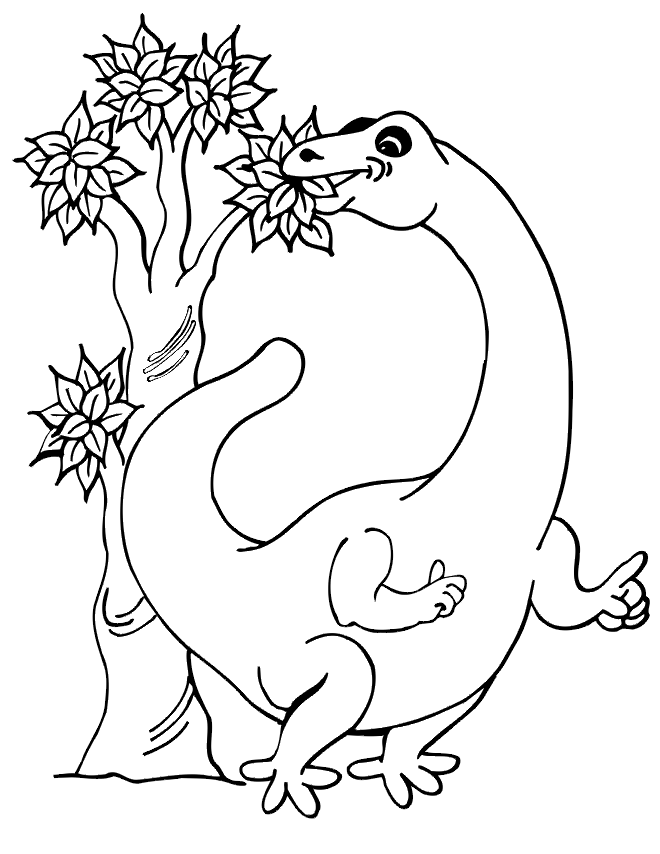 Cool Dinosaur And Tree Coloring Page