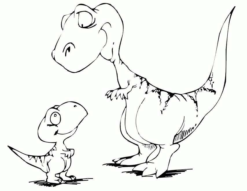 Cool Dinosaur And Baby Coloring Page