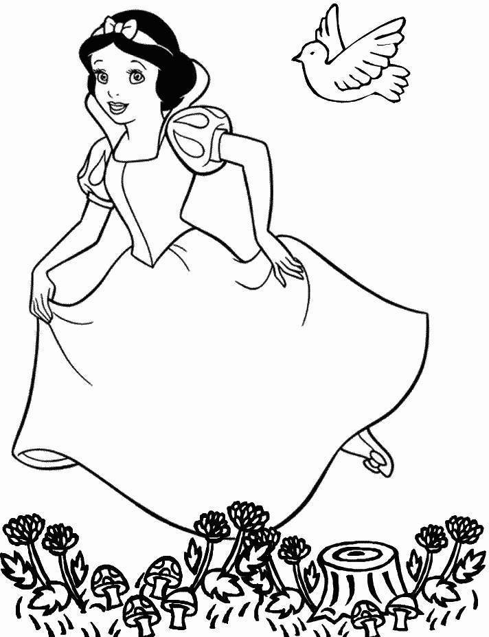 Disney Snow White Runs Cool Coloring Page