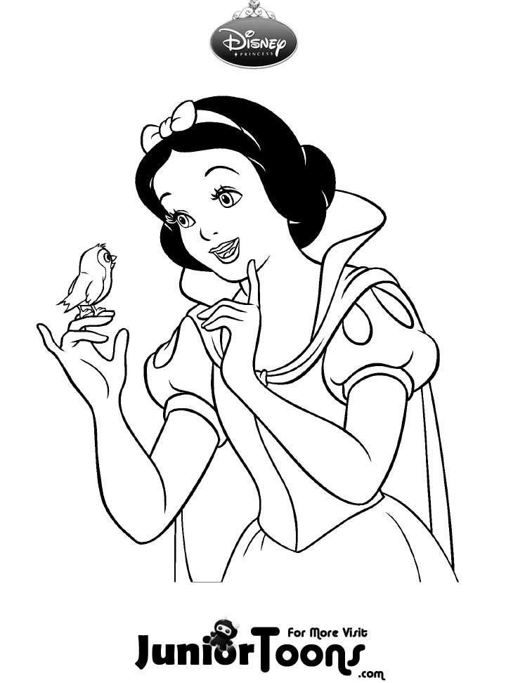 Disney Snow White Talk To Bird For Kids Coloring Page