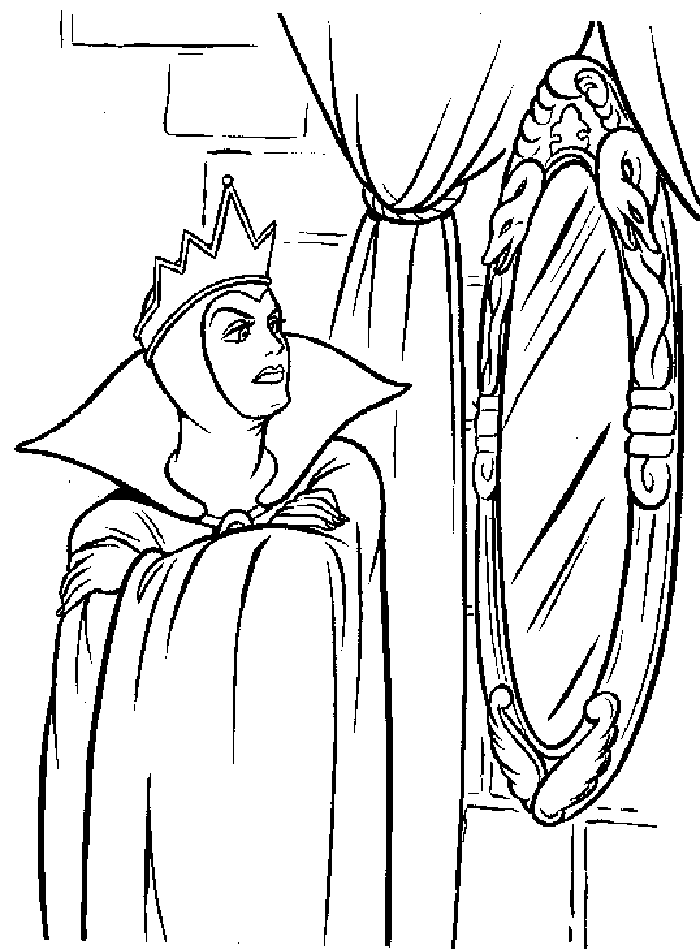 Queen Standing In Front Of The Mirror Cool Coloring Page