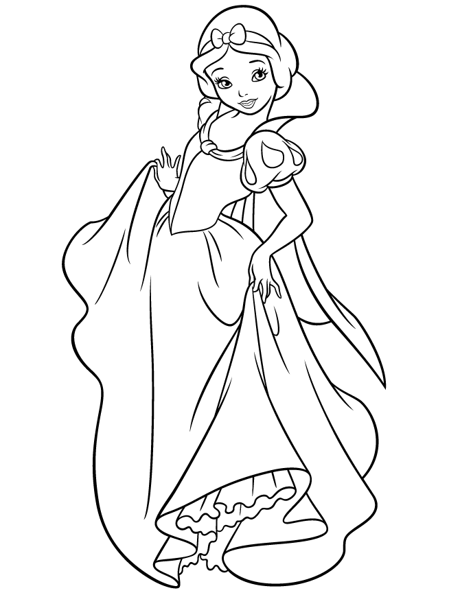 Graceful Disney Snow White For Kids Coloring Page