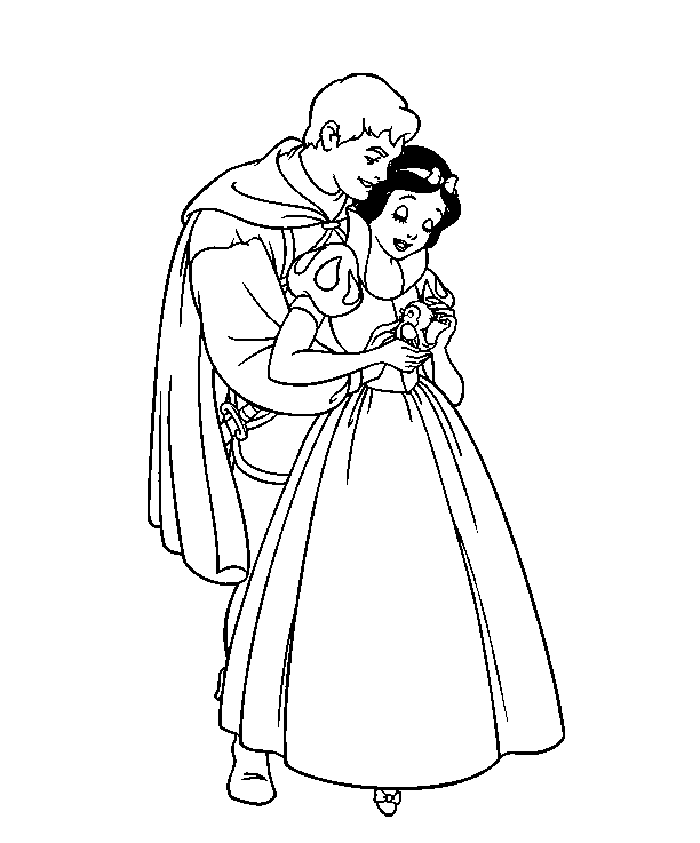 Disney Snow White And Prince In Their Love Cool Coloring Page