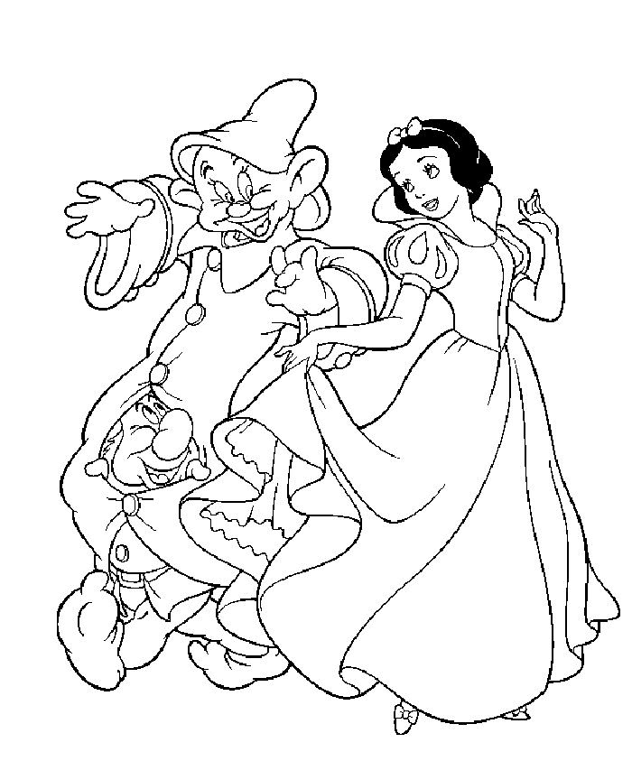 Disney Snow White And Dopey For Kids Coloring Page