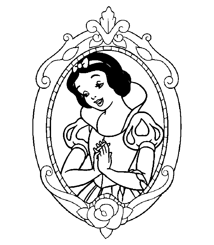 Disney Snow White In Magic Mirror Cool Coloring Page