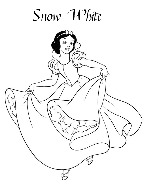 Disney Snow White With Nice Dress Cool Coloring Page