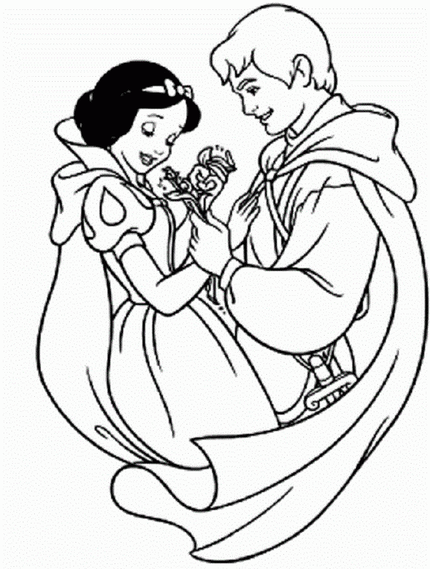 Cool Disney Snow White Fall In Love Coloring Page