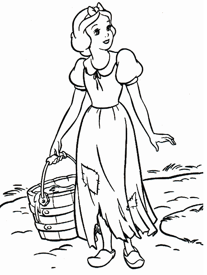 Disney Snow White Walks Cool Coloring Page