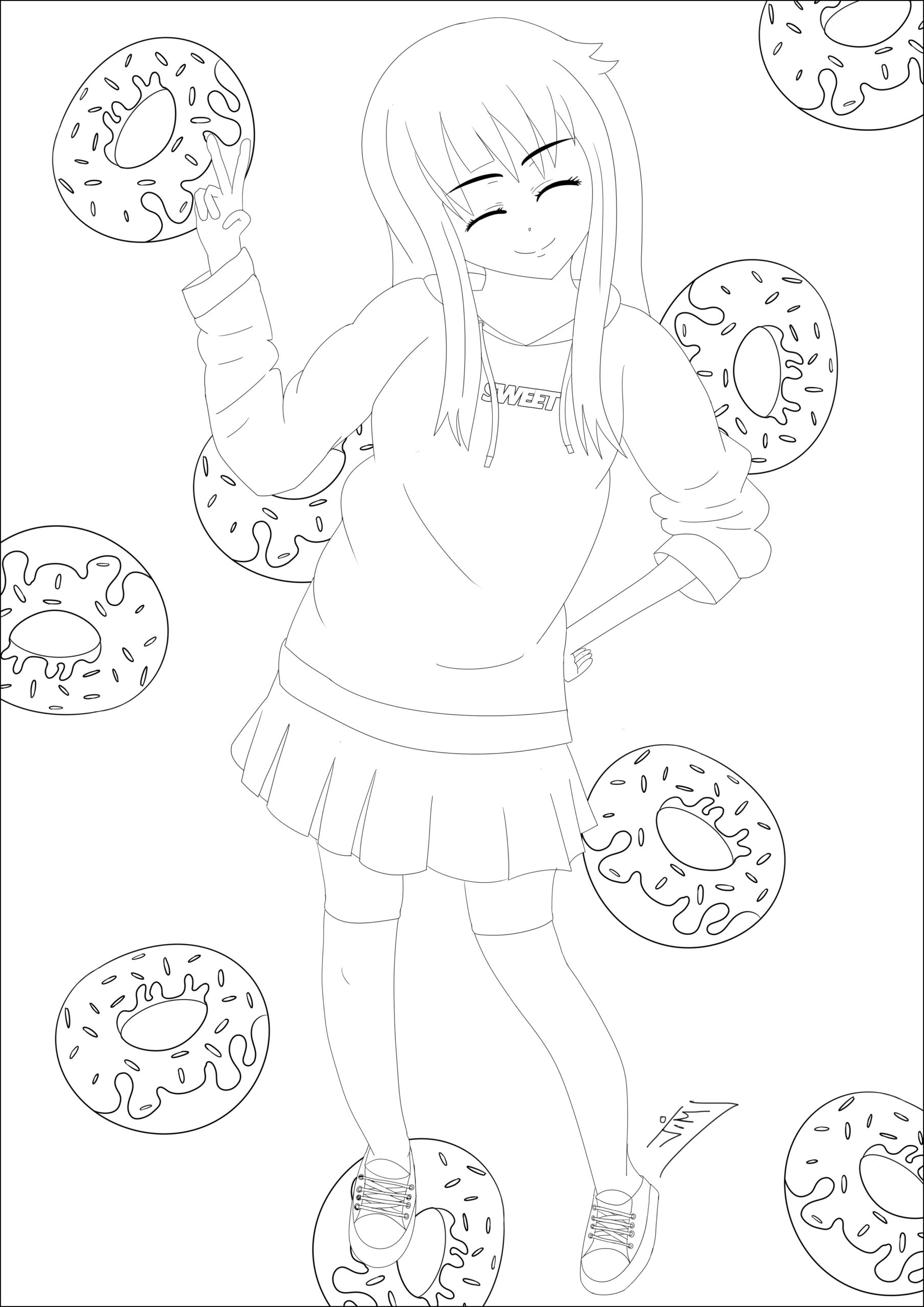 Donut 25 For Kids Coloring Page
