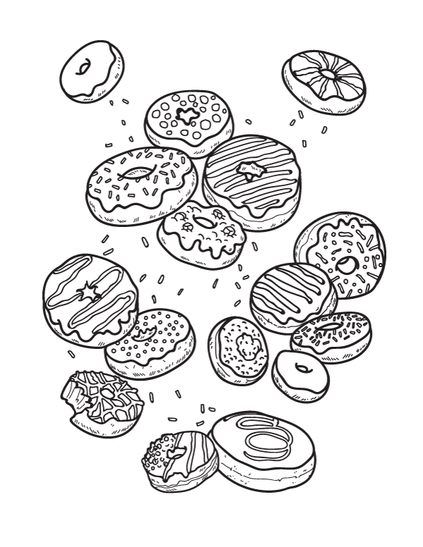 Donut 6 For Kids Coloring Page