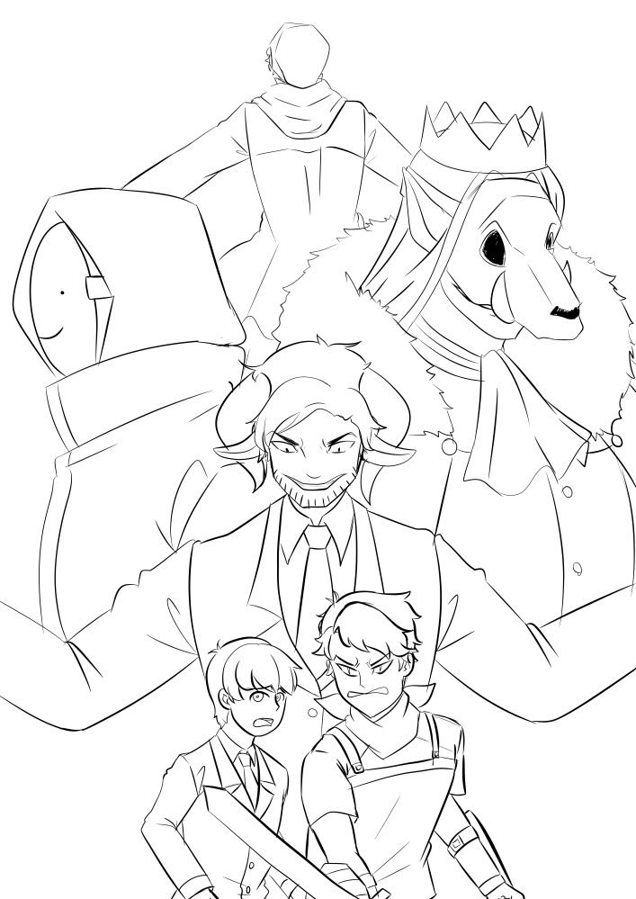 Cool Three Dream SMP Characters Coloring Page