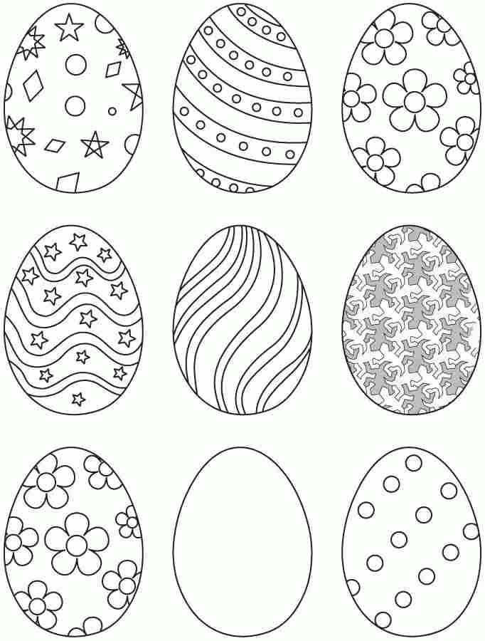Cool Nine Easter Eggs Coloring Page