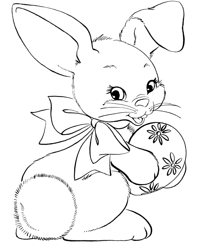 Cool New Rabbit Holds Easter Egg Coloring Page