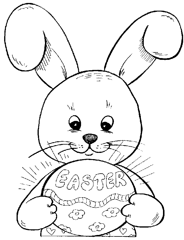 Rabbit Holds Easter Egg For Kids Coloring Page