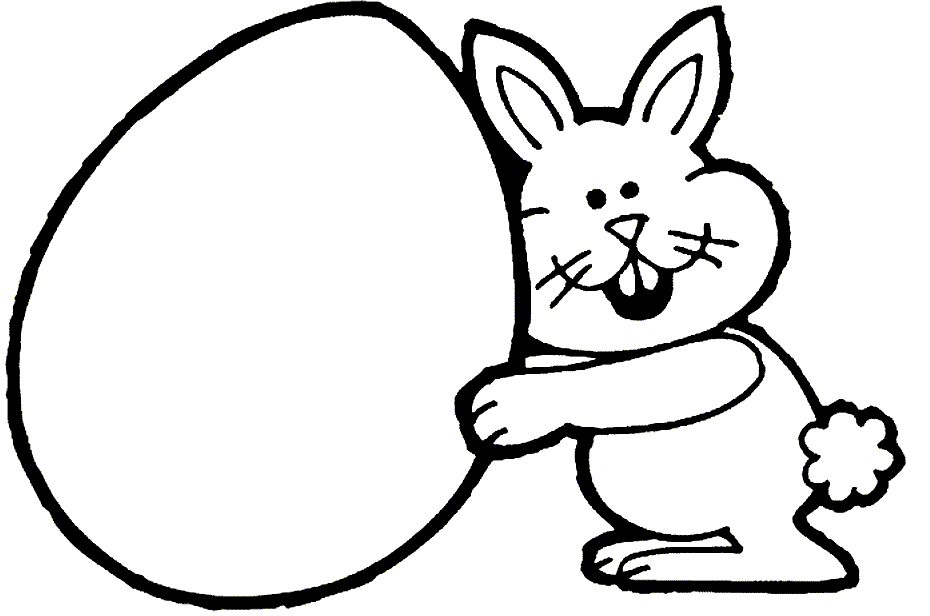 Big Easter Egg And Rabbit For Kids Coloring Page