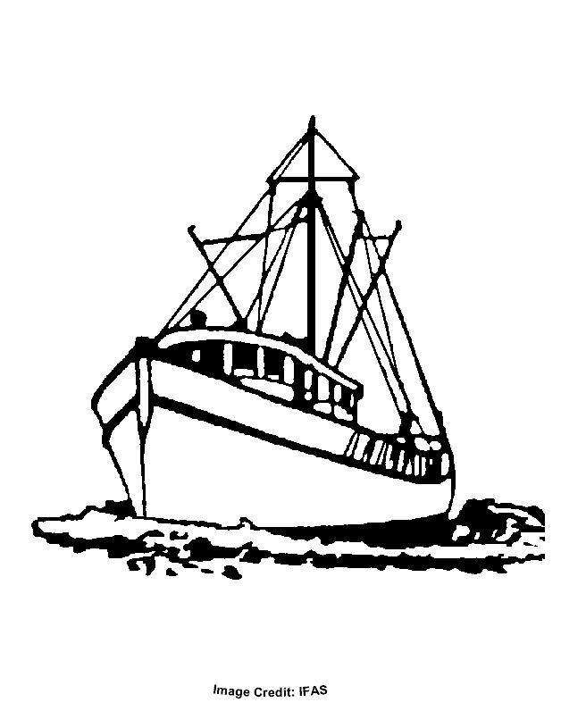 Cool Simple Fishing Boat Coloring Page