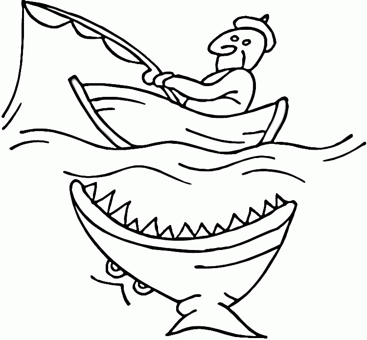 Funny Fishing Boat Cool Coloring Page