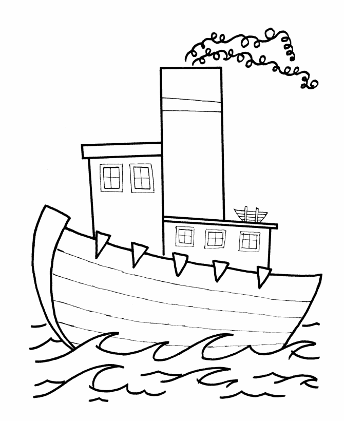 Big Fishing Boat For Kids Coloring Page