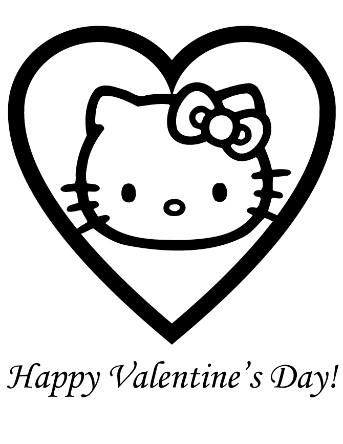 Hello Kitty Happy Valentine Day Cool Coloring Page