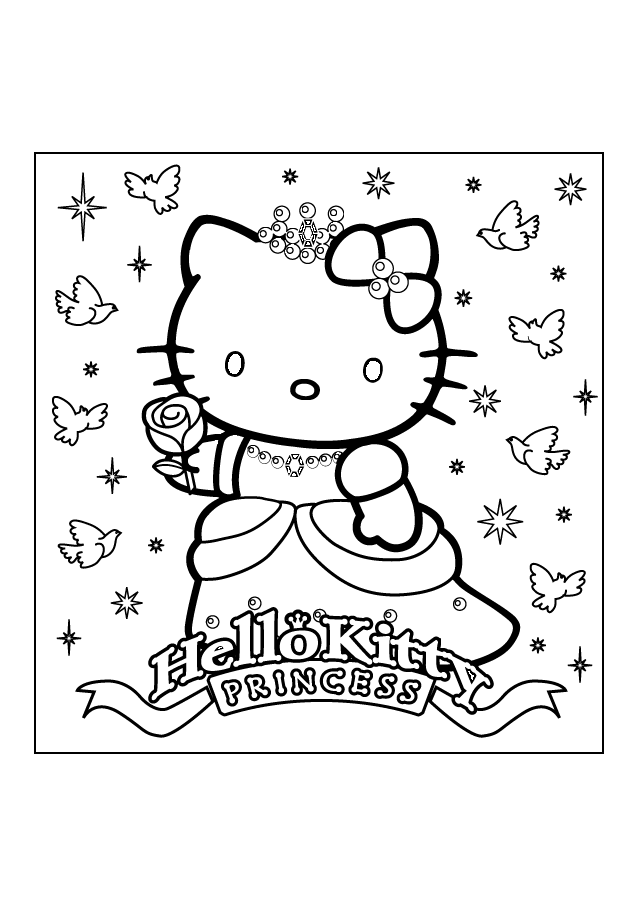 Princess Hello Kitty Cool Coloring Page