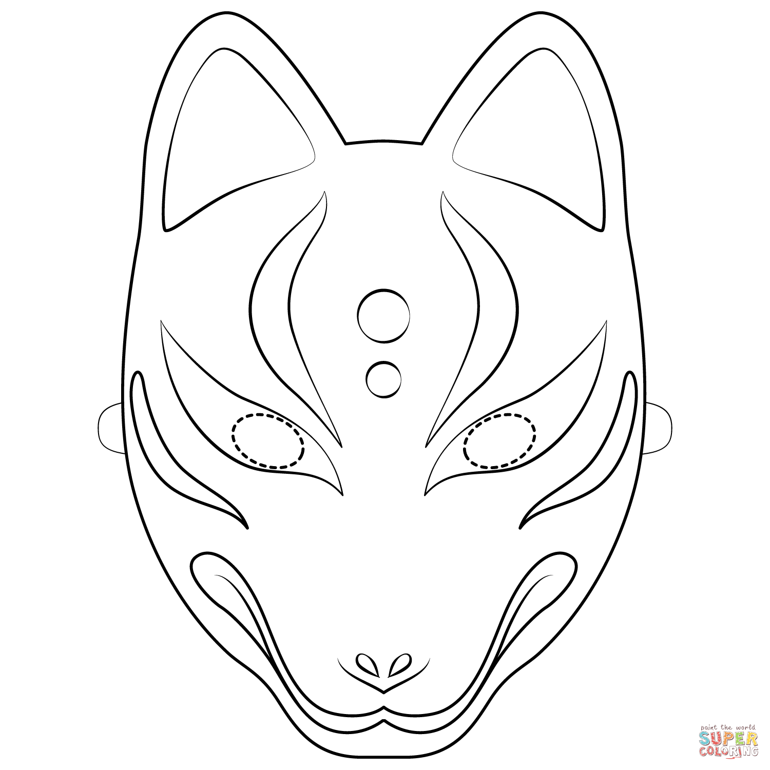 Kitsune 2 For Kids Coloring Page