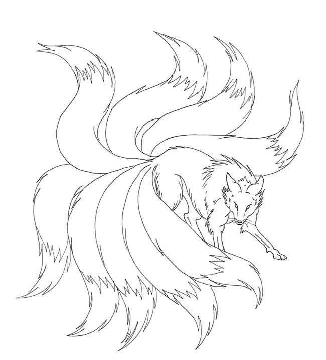 Kitsune 3 Cool Coloring Page