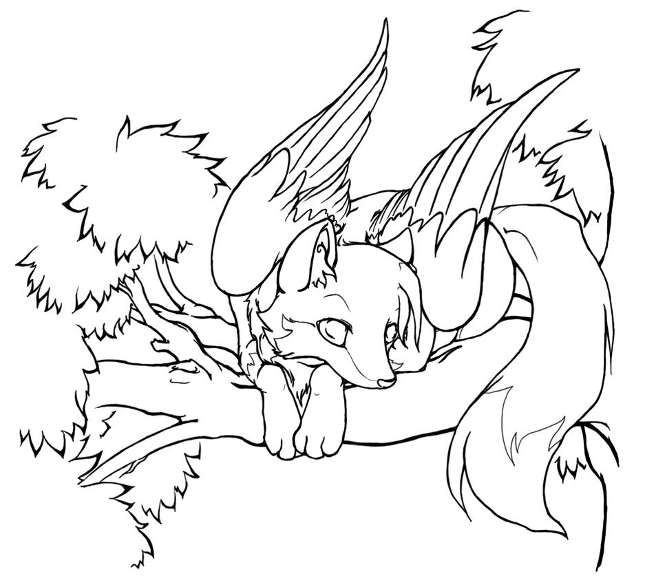 Cool Kitsune 4 Coloring Page