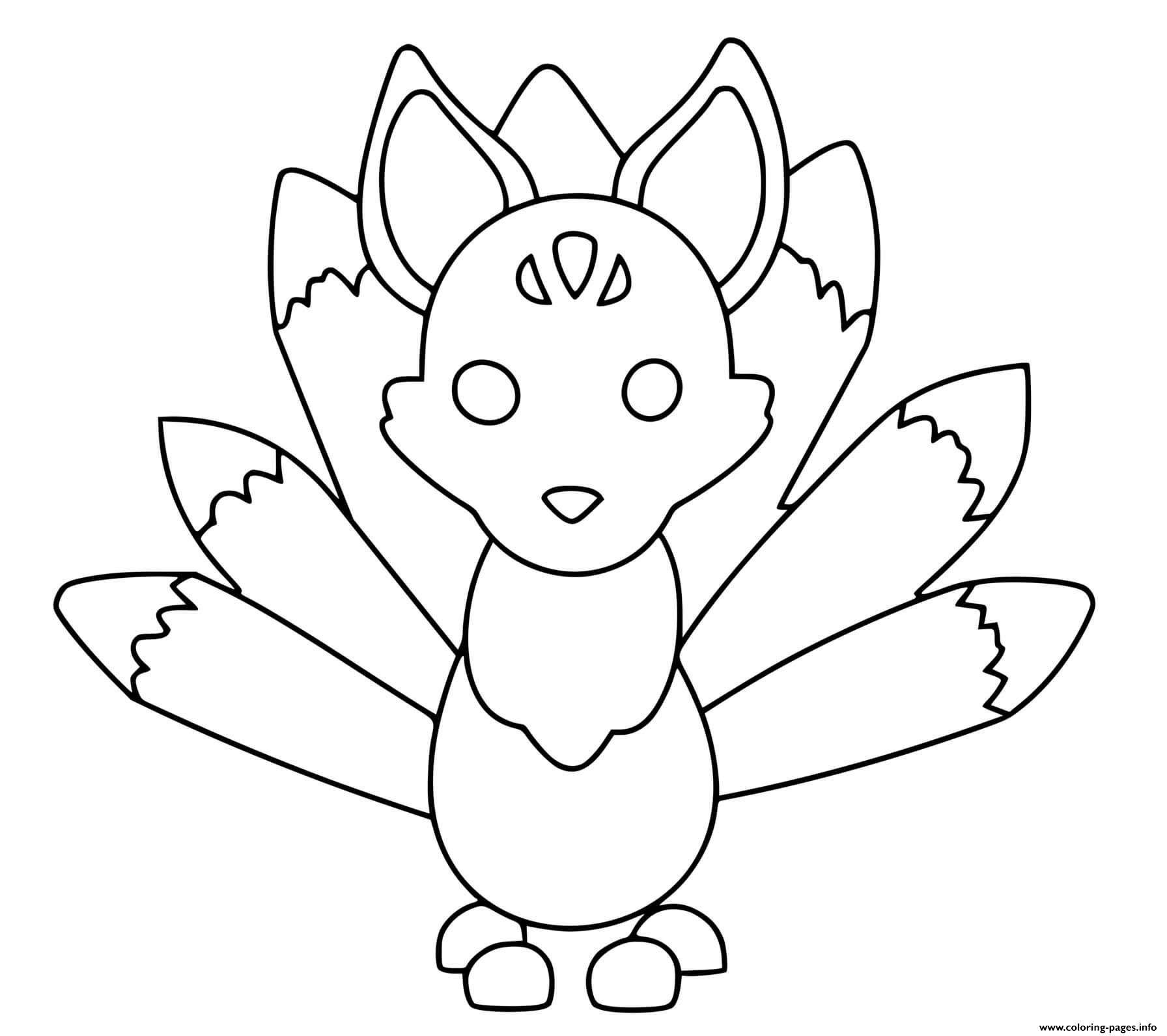 Kitsune 6 For Kids Coloring Page