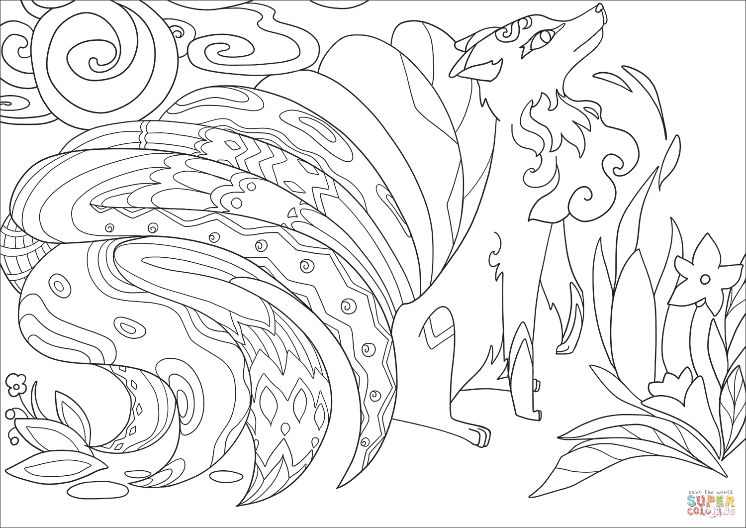 Kitsune 7 Cool Coloring Page