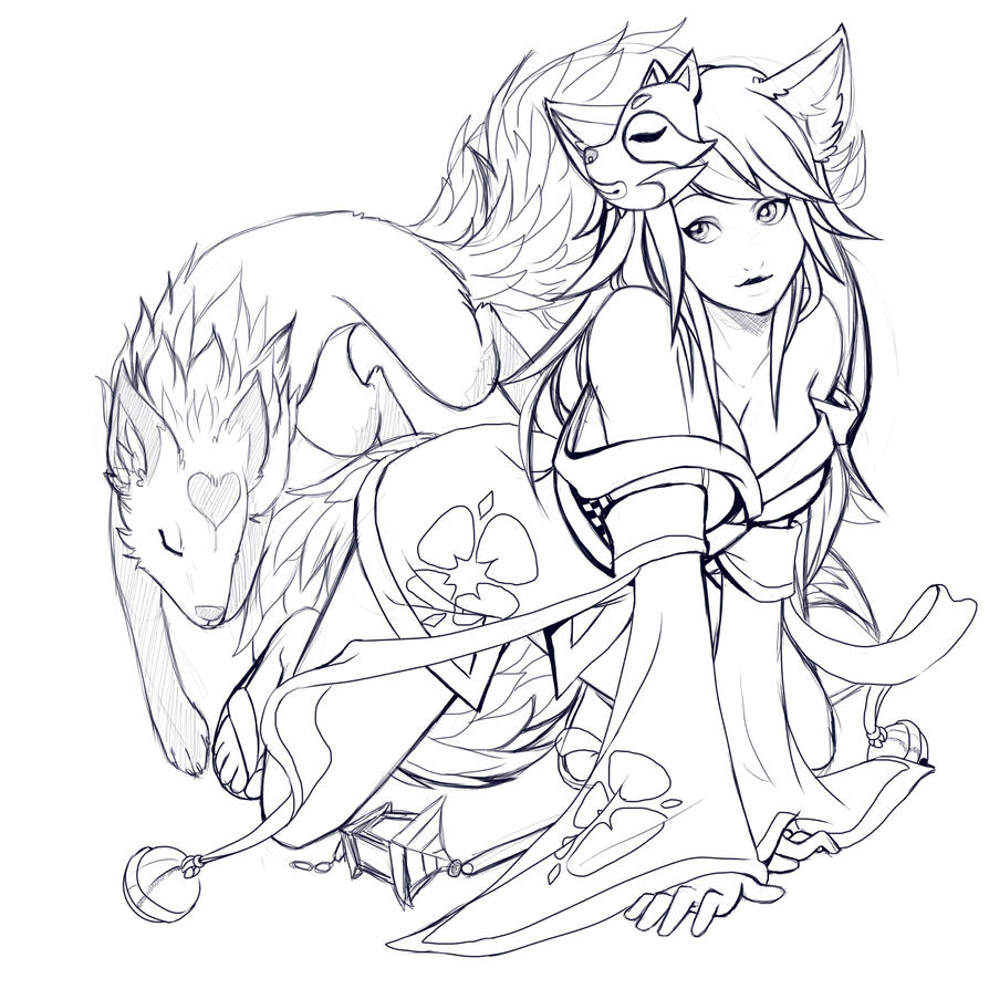 Kitsune 9 Cool Coloring Page