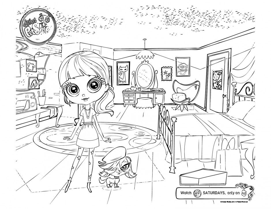Littlest Pet Shop And Baby Girl For Kids Coloring Page
