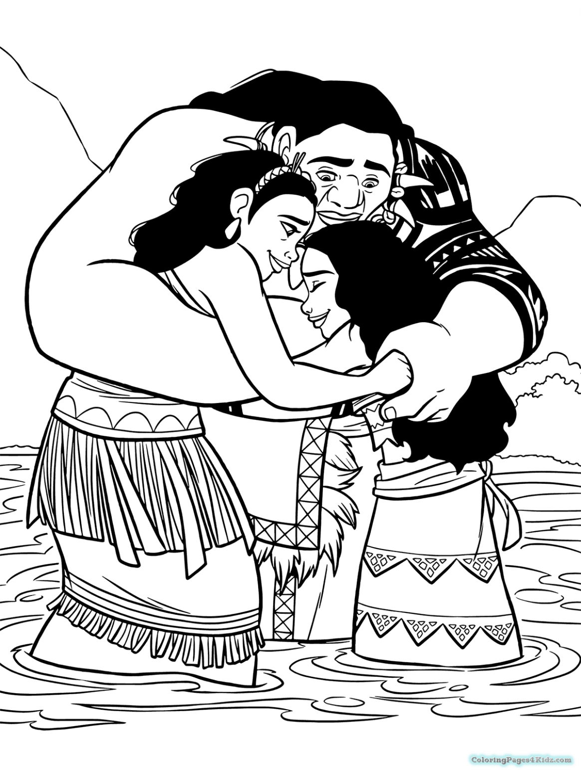 Cool Moana Family Coloring Page