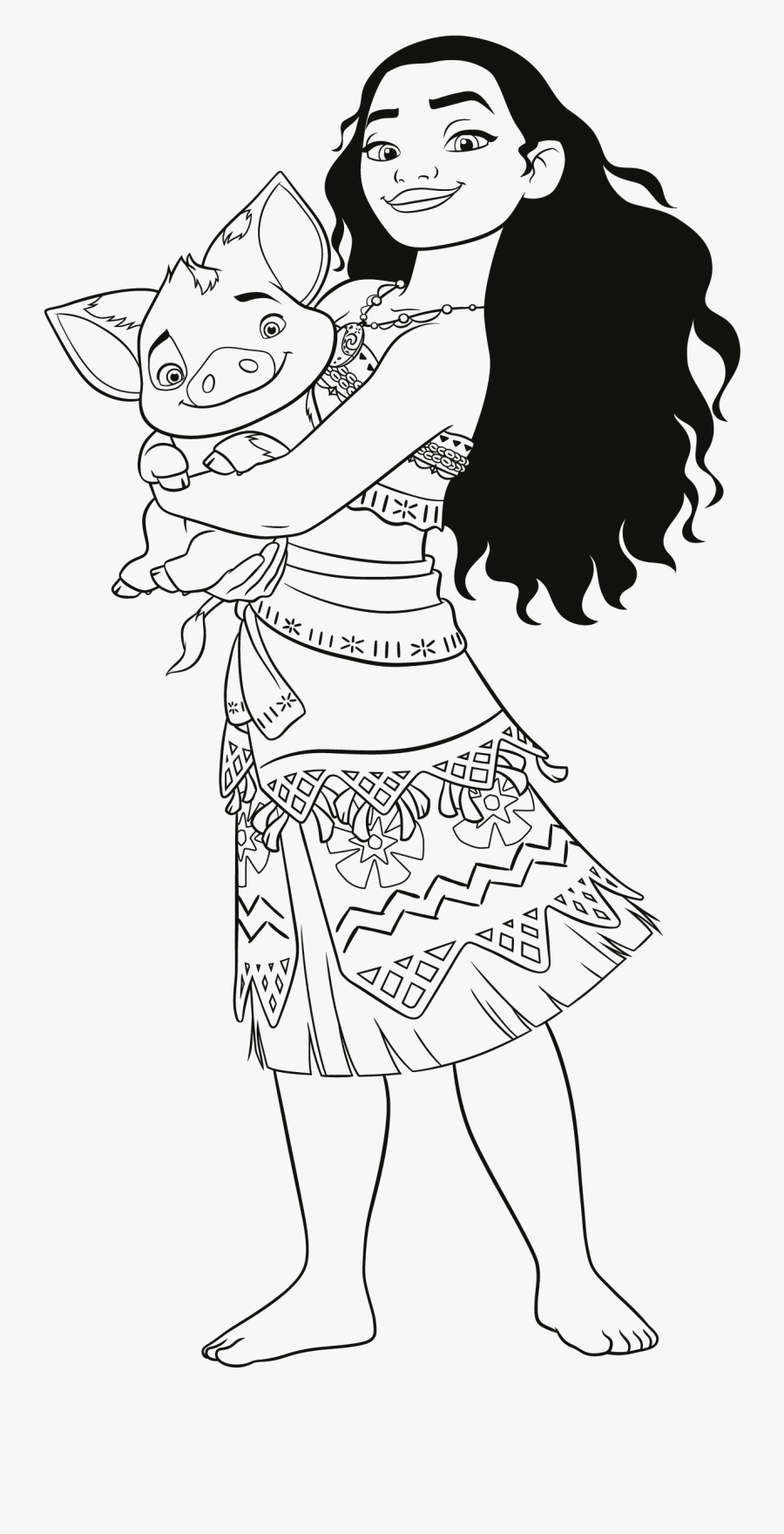 Moana With Pig Coloring