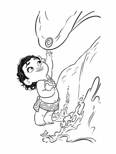 Cute Baby Moana Coloring For Kids