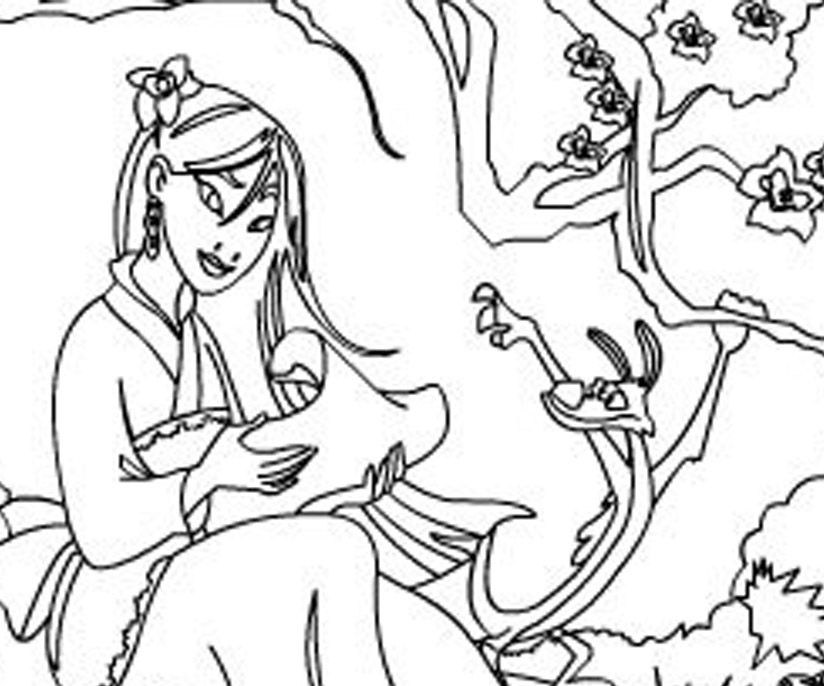 Mulan Princess 12 For Kids Coloring Page