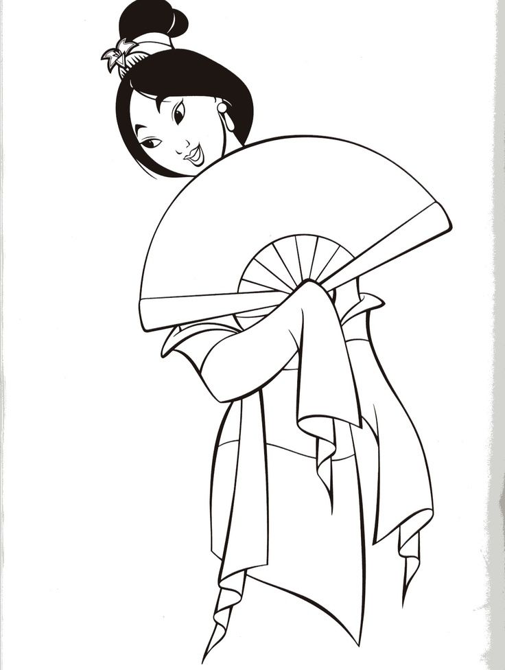 Cool Mulan Princess 2 Coloring Page