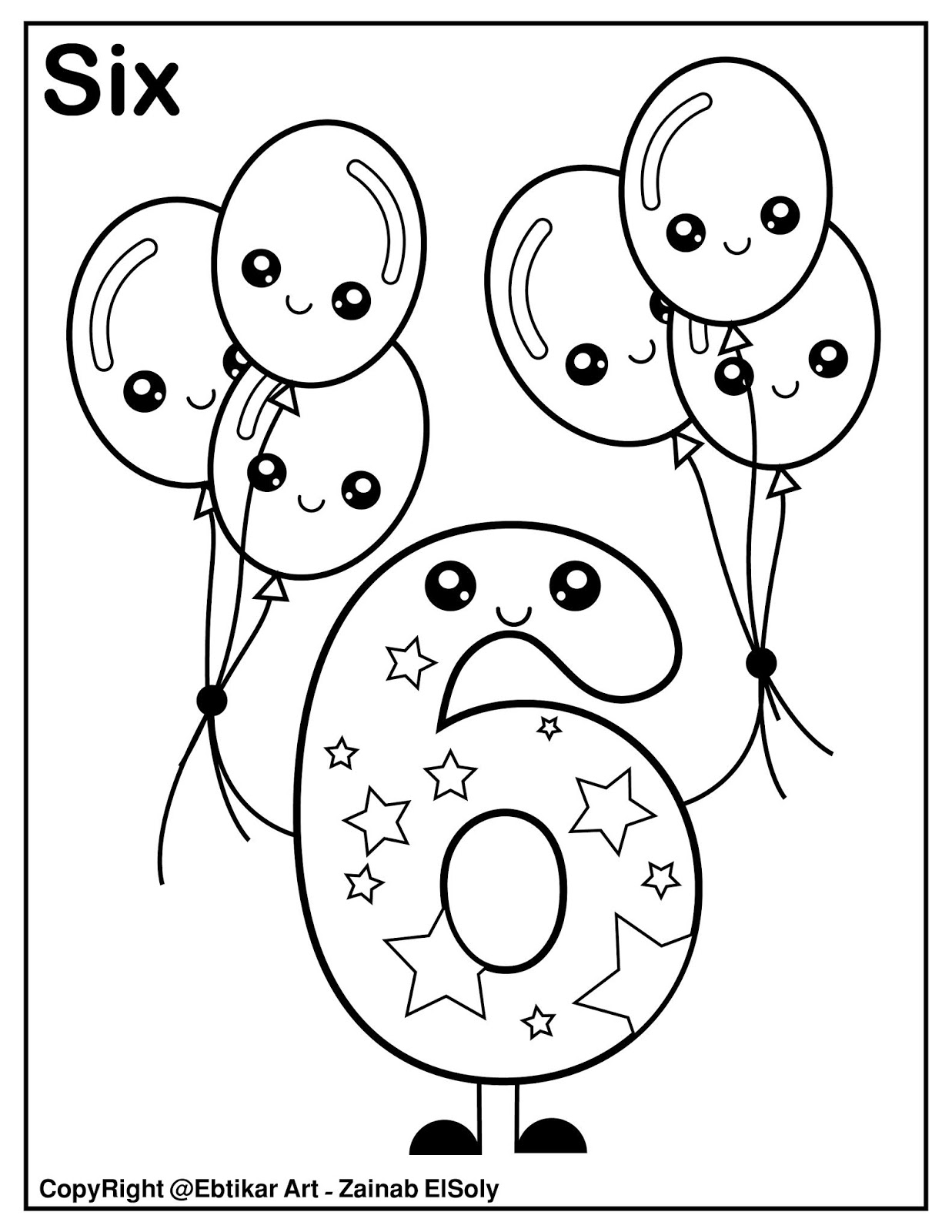 Number Six 22 For Kids Coloring Page