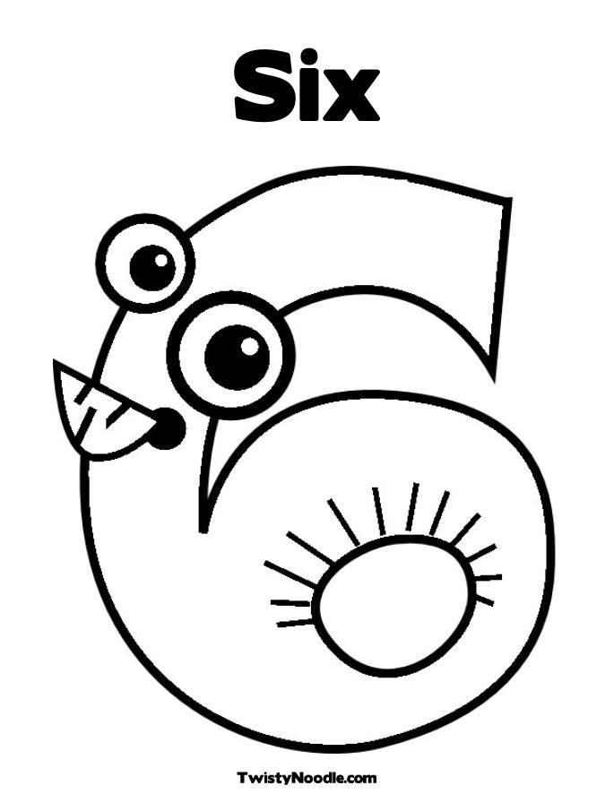 Number Six 3 Cool Coloring Page