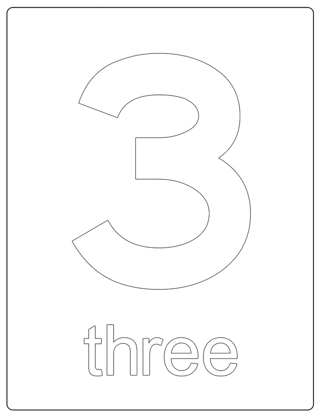 Cool Number Three 1 Coloring Page