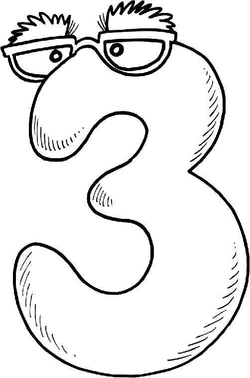 Number Three 19 For Kids Coloring Page