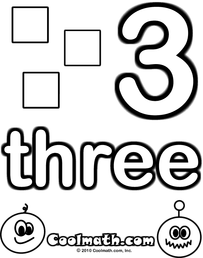Cool Number Three 5 Coloring Page